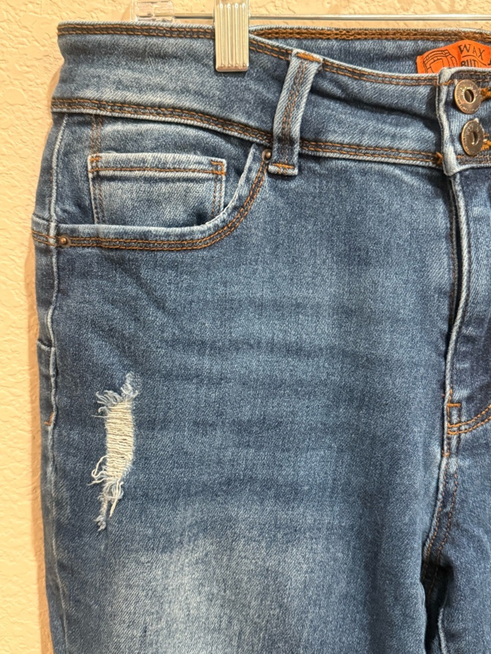 Wax Jean Size 14 High Rise Distressed Push Up Skinny Butt I Love You Jeans GUC - Picture 6 of 16